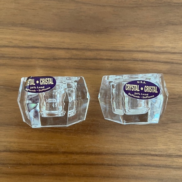 DEPLOMB DEPLOMO Vintage Set of 2 Candlestick Holders 24% Lead Crystal Made USA - Picture 6 of 9